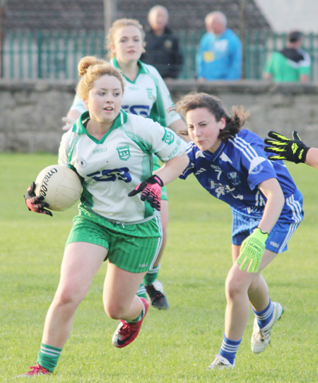 Action from the ladies under 16 match between Aodh Ruadh and Four Masters.