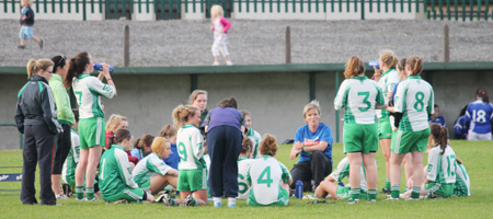 Action from the ladies under 16 match between Aodh Ruadh and Four Masters.