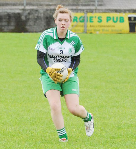 Action from the ladies senior match between Aodh Ruadh and Glenfin.