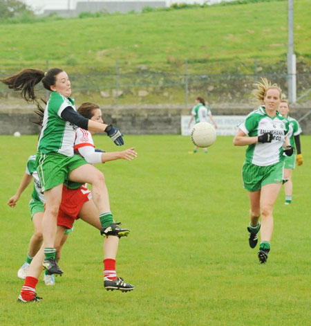 Action from the ladies senior match between Aodh Ruadh and Glenfin.