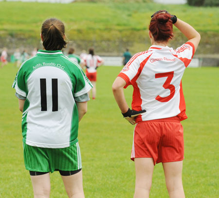 Action from the ladies senior match between Aodh Ruadh and Glenfin.