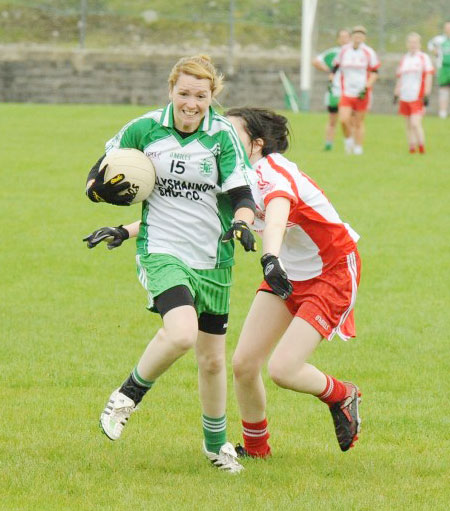 Action from the ladies senior match between Aodh Ruadh and Glenfin.