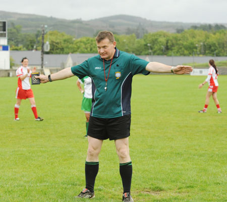 Action from the ladies senior match between Aodh Ruadh and Glenfin.