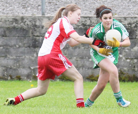 Action from the ladies senior match between Aodh Ruadh and Glenfin.