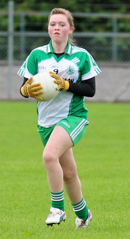 Action from the ladies senior match between Aodh Ruadh and Glenfin.