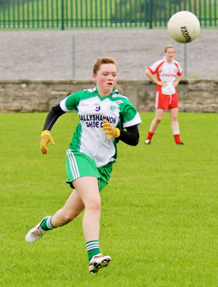 Action from the ladies senior match between Aodh Ruadh and Glenfin.