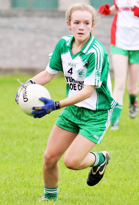 Action from the ladies senior match between Aodh Ruadh and Glenfin.