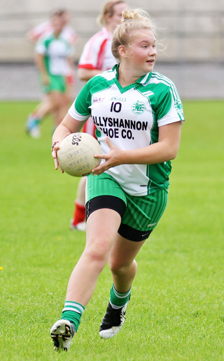 Action from the ladies senior match between Aodh Ruadh and Glenfin.