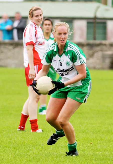 Action from the ladies senior match between Aodh Ruadh and Glenfin.