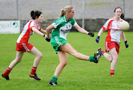 Action from the ladies senior match between Aodh Ruadh and Glenfin.