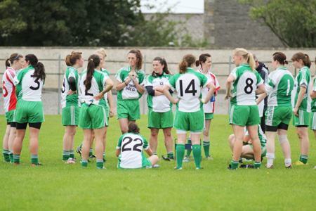 Action from the ladies senior match between Aodh Ruadh and Glenfin.