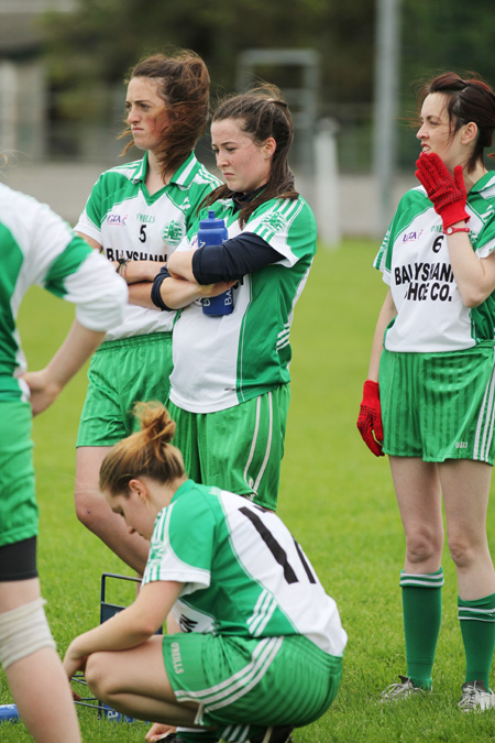 Action from the ladies senior match between Aodh Ruadh and Glenfin.