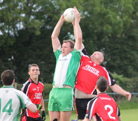 Action from the division three senior reserve football league match against Urris.