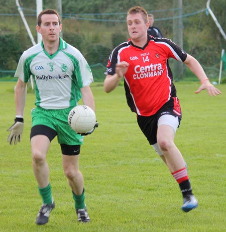 Action from the division three senior reserve football league match against Urris.