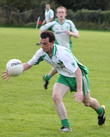 Action from the division three senior reserve football league match against Urris.