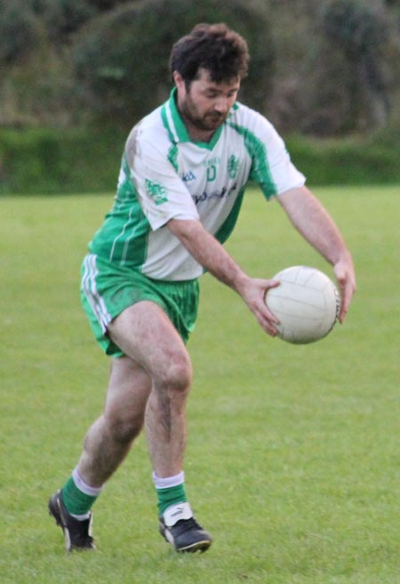 Action from the division three senior reserve football league match against Urris.