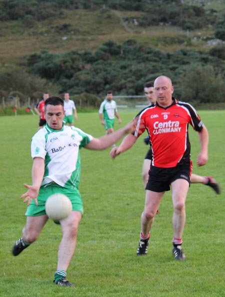 Action from the division three senior reserve football league match against Urris.