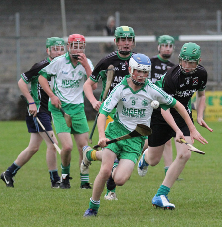 Action from the under 16 hurling game between Aodh Ruadh and Setanta.