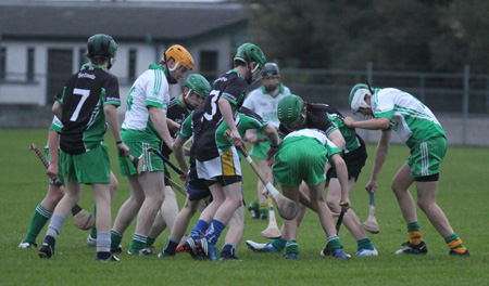 Action from the under 16 hurling game between Aodh Ruadh and Setanta.