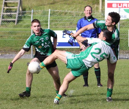 Action from the intermediate football championship match against Naomh Bríd.