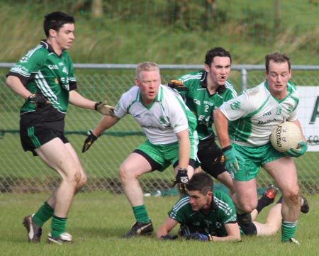 Action from the intermediate football championship match against Naomh Bríd.