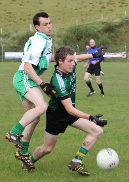 Action from the intermediate football championship match against Naomh Bríd.