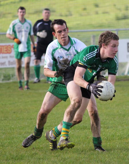 Action from the intermediate football championship match against Naomh Bríd.