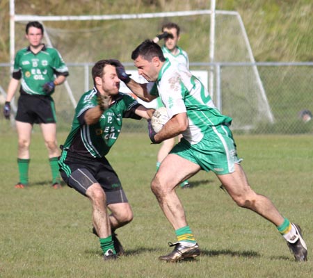 Action from the intermediate football championship match against Naomh Bríd.