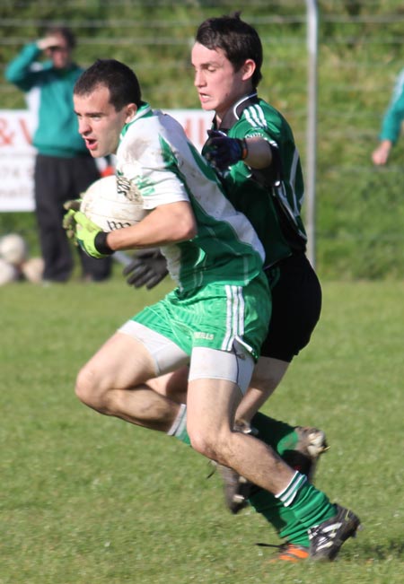 Action from the intermediate football championship match against Naomh Bríd.