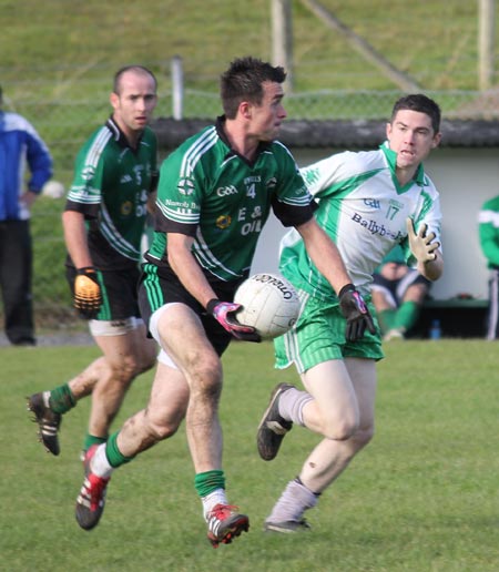 Action from the intermediate football championship match against Naomh Bríd.