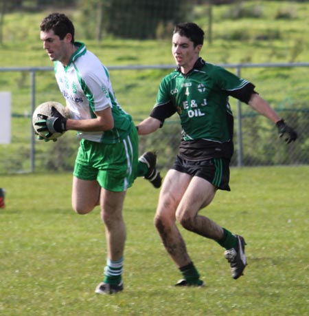 Action from the intermediate football championship match against Naomh Bríd.