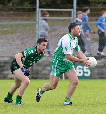 Action from the intermediate football championship match against Naomh Bríd.