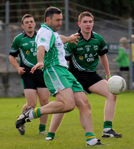 Action from the intermediate football championship match against Naomh Bríd.