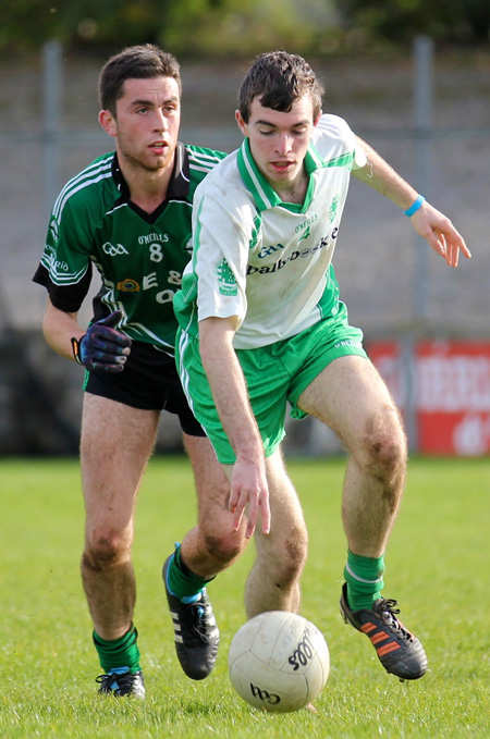 Action from the intermediate football championship match against Naomh Bríd.