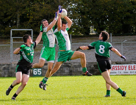 Action from the intermediate football championship match against Naomh Bríd.