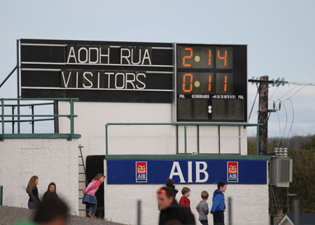 Action from the intermediate football championship match against Naomh Bríd.