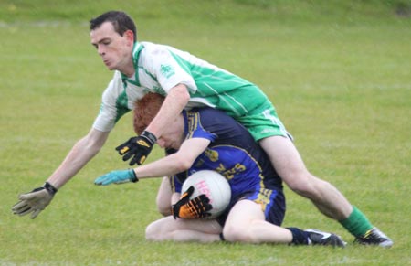 Action from the division three senior reserve football league match against Muff.