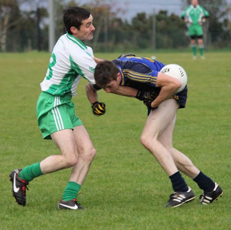 Action from the division three senior reserve football league match against Muff.