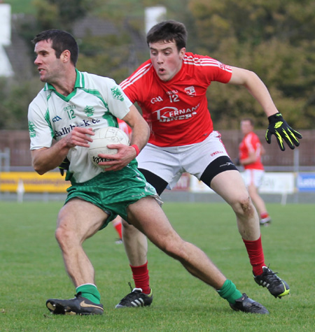 Action from the intermediate football championship semi-final against Naomh Colmcille.