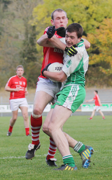 Action from the intermediate football championship semi-final against Naomh Colmcille.