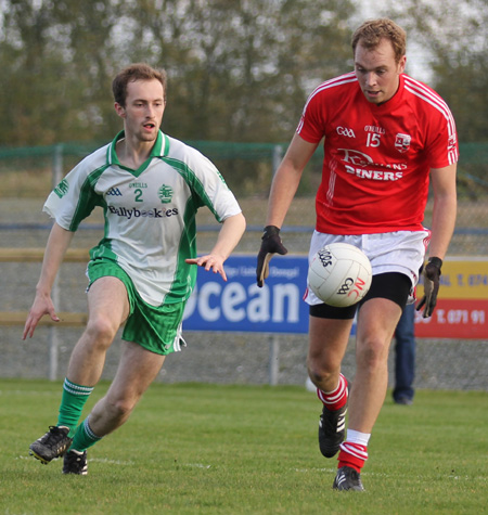 Action from the intermediate football championship semi-final against Naomh Colmcille.