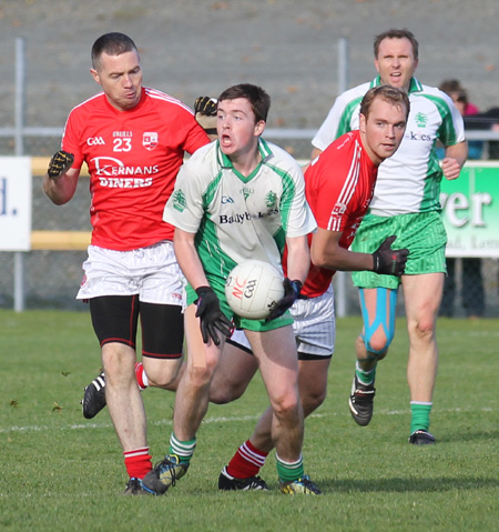 Action from the intermediate football championship semi-final against Naomh Colmcille.