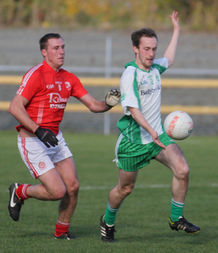 Action from the intermediate football championship semi-final against Naomh Colmcille.