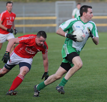 Action from the intermediate football championship semi-final against Naomh Colmcille.