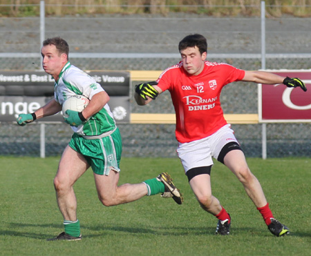 Action from the intermediate football championship semi-final against Naomh Colmcille.