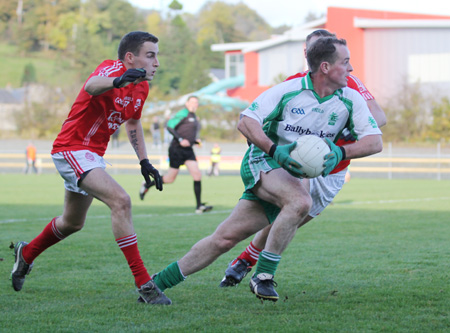 Action from the intermediate football championship semi-final against Naomh Colmcille.