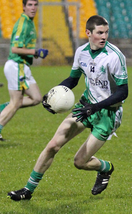 Action from the intermediate reserve football championship game against Naomh Columba.