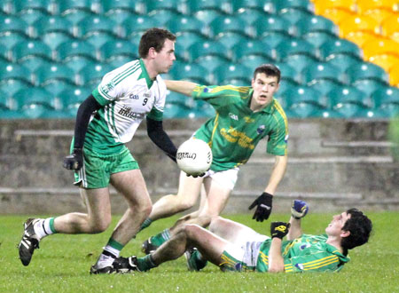 Action from the intermediate reserve football championship game against Naomh Columba.