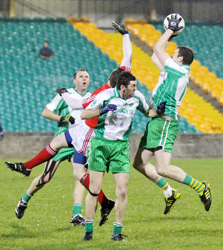 Action from the intermediate football championship semi-final against Naomh Colmcille.