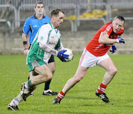 Action from the intermediate football championship semi-final against Naomh Colmcille.